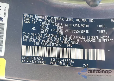 2017 Toyota Sienna Le 7 Passenger из США, поврежденный, VIN 5TDJZ3DC3HS150015